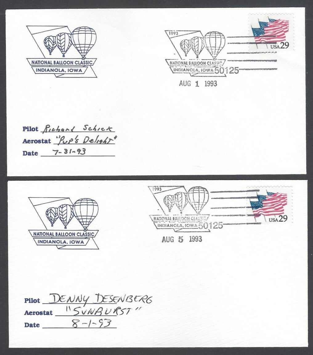 National Balloon Classic, Indianola 1993 covers signed by Pilots (10)