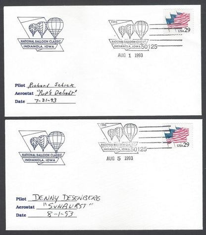 National Balloon Classic, Indianola 1993 covers signed by Pilots (10)