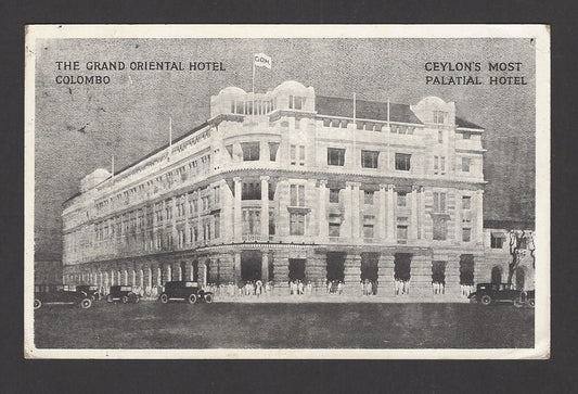 Ceylon 1934 postcard to India The Grand Oriental Hotel Colombo