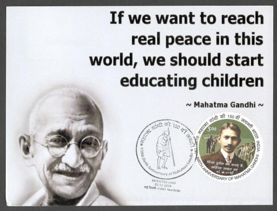 AOP India 2018 150th GANDHI Birth Anniversary special postmark on maxi cards (3)