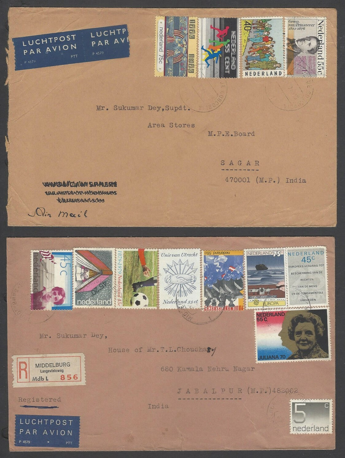 AOP Netherlands multi franked covers to India (9)