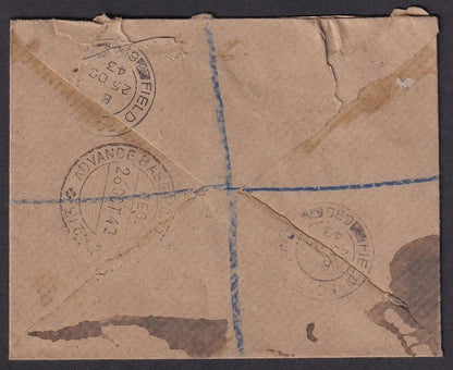 India KGVI Officials 1 1/2a x 4 on registered EXPRESS OHMS cover