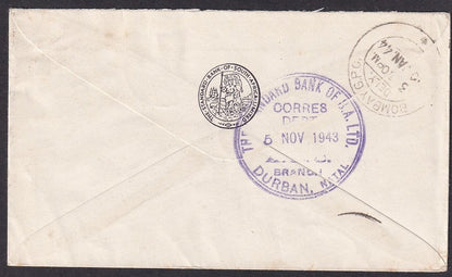 South Africa World War 2 censored cover to India