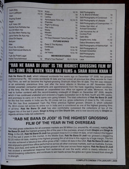 Bollywood Trade magazine COMPLETE CINEMA 17 Jan 2009 issue – Chandarani cover