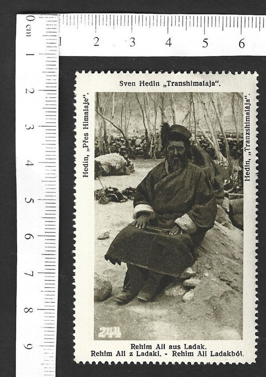 Vintage OVERLAND TO INDIA poster stamp - REHIM ALI LADAK Tibet zaz