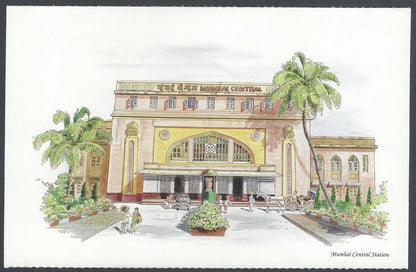 AOP INDIA WESTERN RAILWAYS Vintage souvenir postcard-Mumbai central station