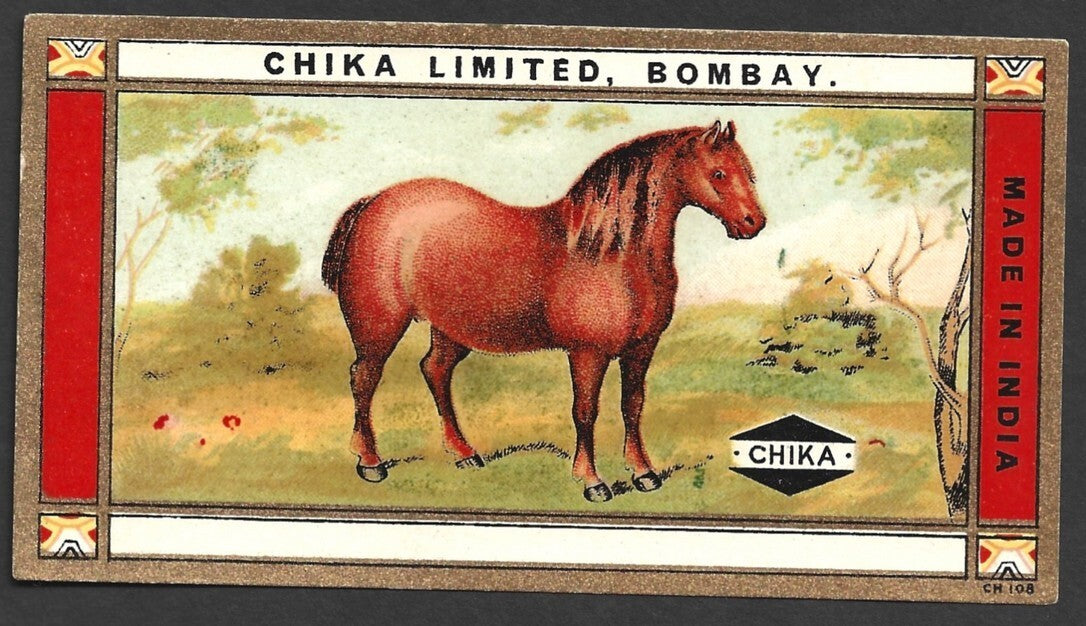 India 1930s-40s vintage textile dye label Chika, Bombay - INDIAN HORSE