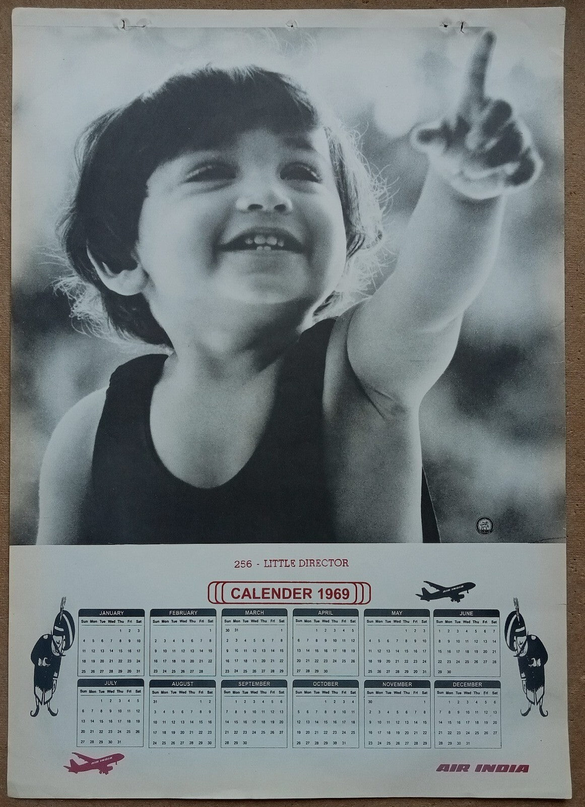 AIR INDIA 1969 poster calender 256 - LITTLE DIRECTOR - R