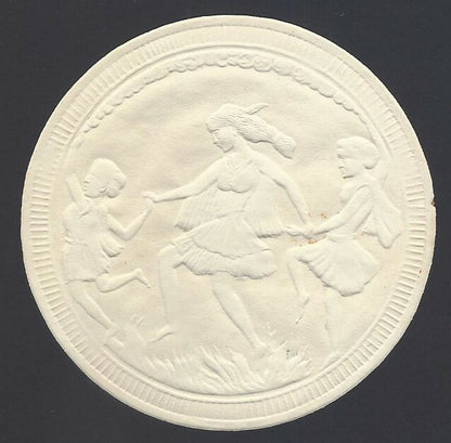 India Three Girls metallic die cut litho label