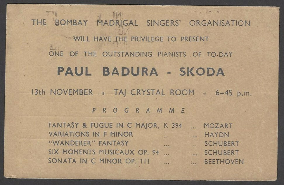 Paul Badura - Skoda 1963 India performance advertisement