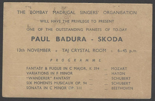 Paul Badura - Skoda 1963 India performance advertisement