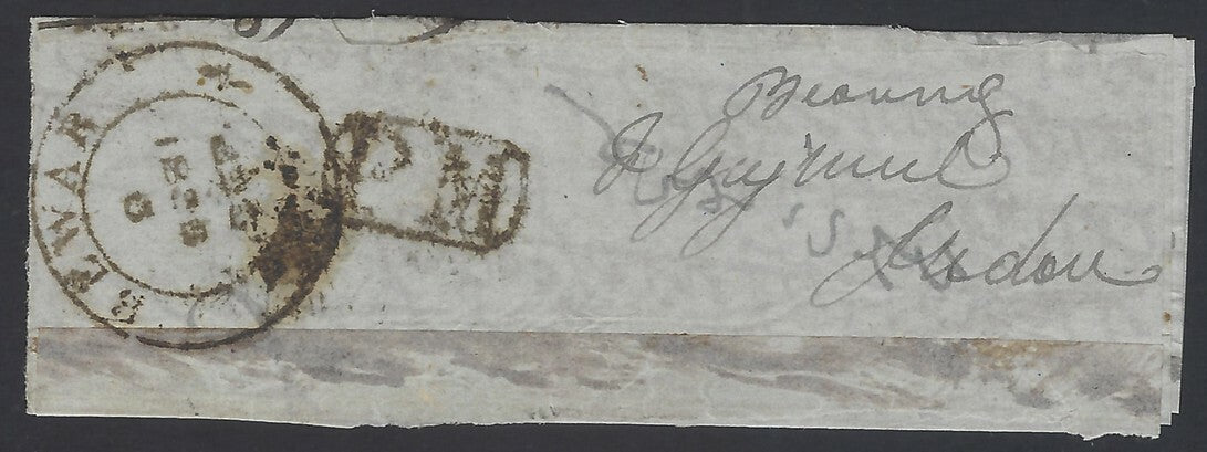 India - c.1836 pre stamp cover BEWAR sc & boxed P.M. 