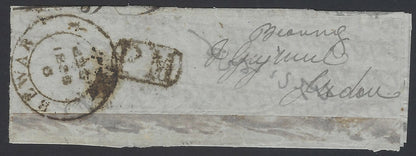 India - c.1836 pre stamp cover BEWAR sc & boxed P.M. 