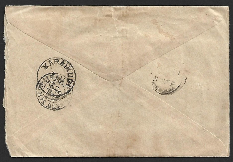 AOP Indo China 1907 issue on cover Bentre to India