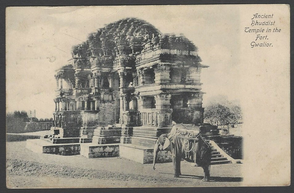 AOP India vintage postcard Ancient Bhuddist Temple in the Fort. Gwalior PU 1910