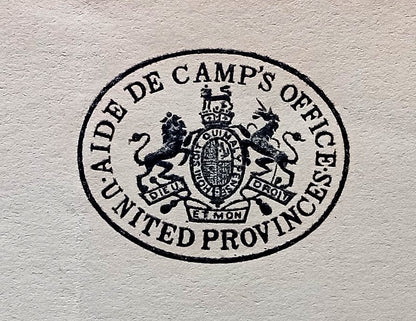 India 1917 crested  letter AIDE DE CAMP'S OFFICE * UNITED PROVINCES