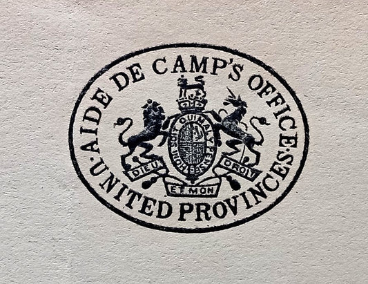 India 1917 crested  letter AIDE DE CAMP'S OFFICE * UNITED PROVINCES