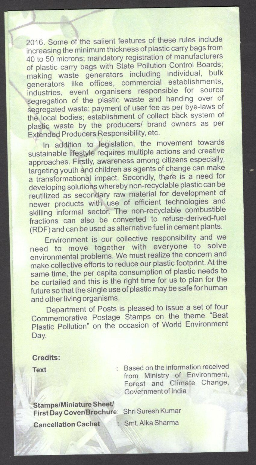 India 2018 World Environment Day used brochure 