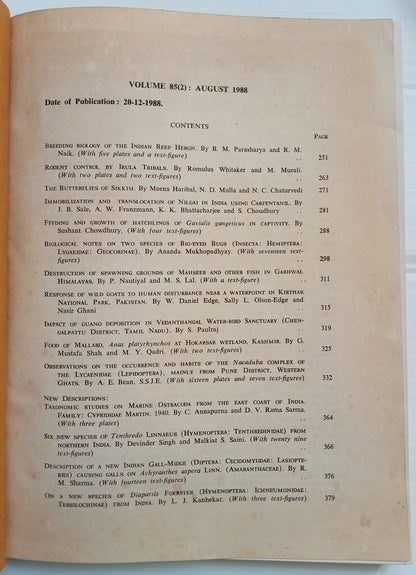 AOP India JOURNAL of the Bombay Natural History Society 1988 