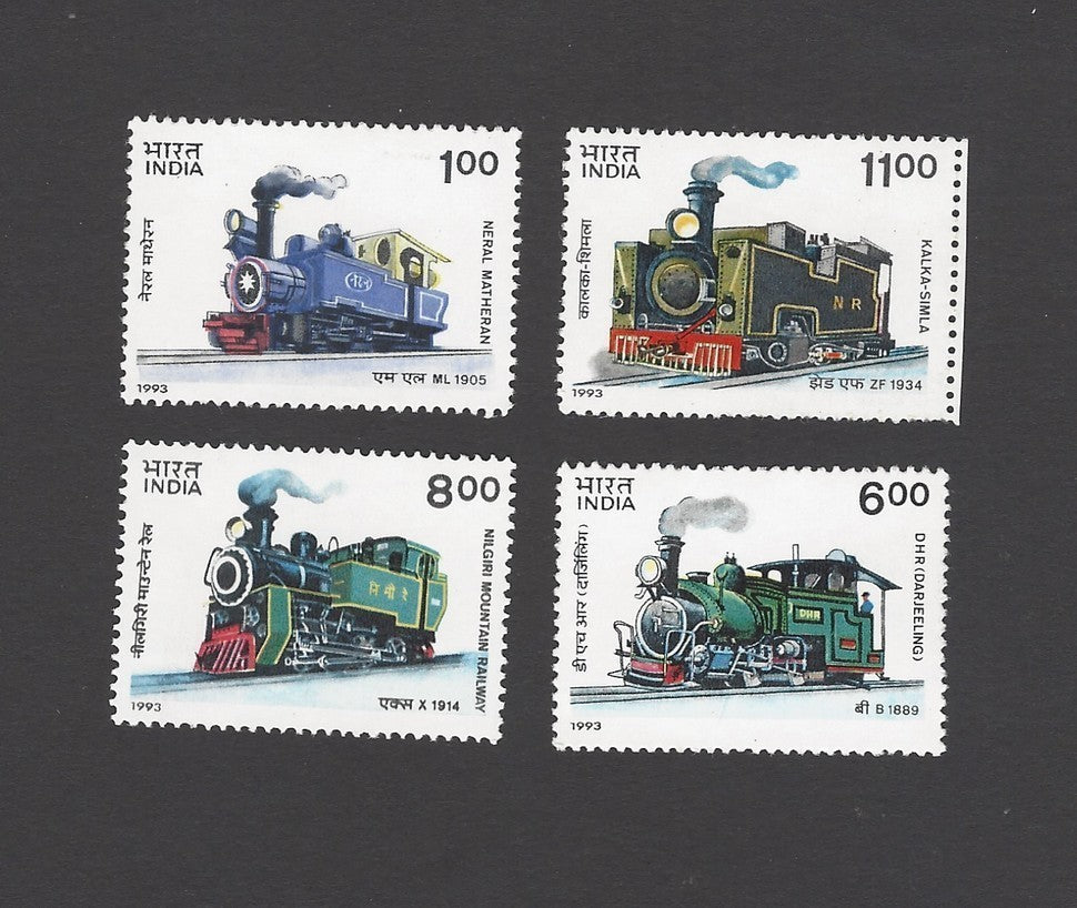 India 1993 Mountain Locomotives set of 4 MNH