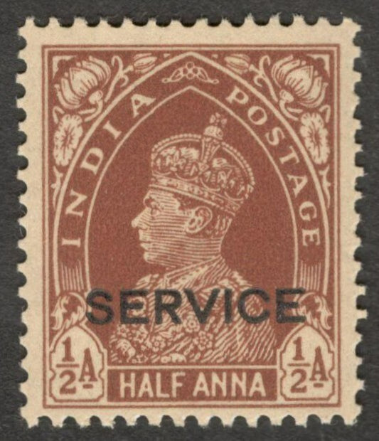 (AOP) India KGVI 1937-39 Official 1/2a red brown MNH. SG O132 £19