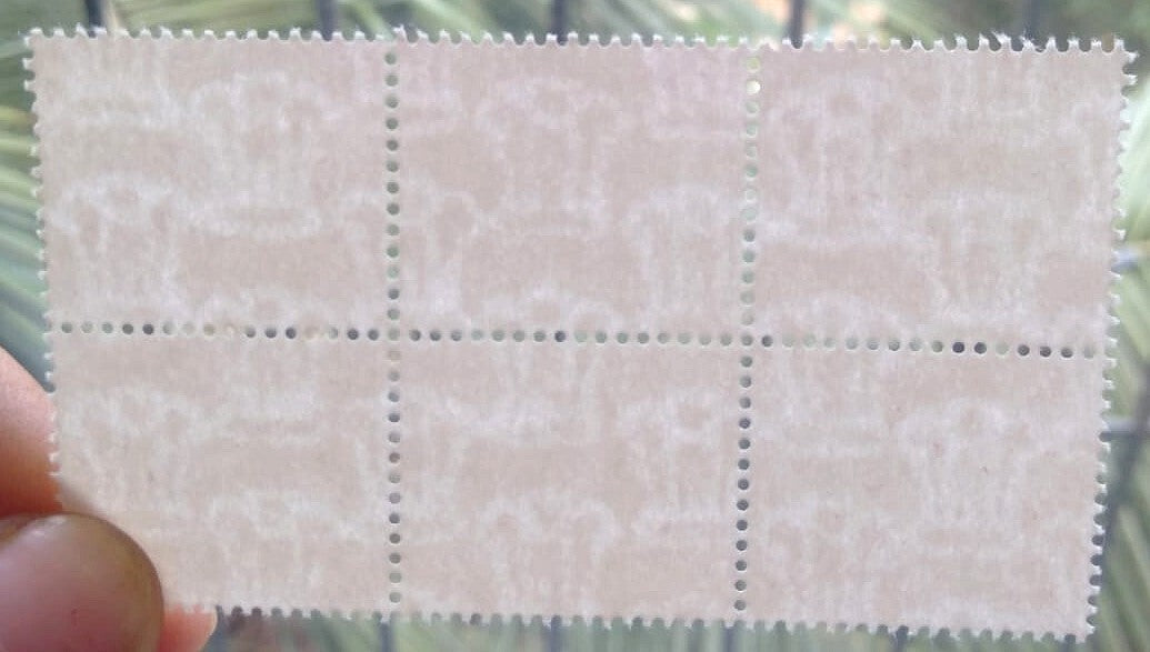 (AOP) India Ashoka watermark block of 6 - unprinted error MNH