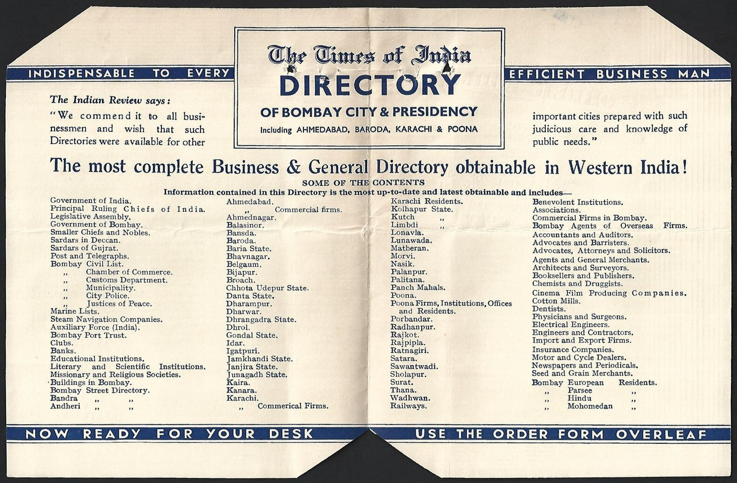 The Times of India Directory of Bombay City & Presidency 1935 advertisement