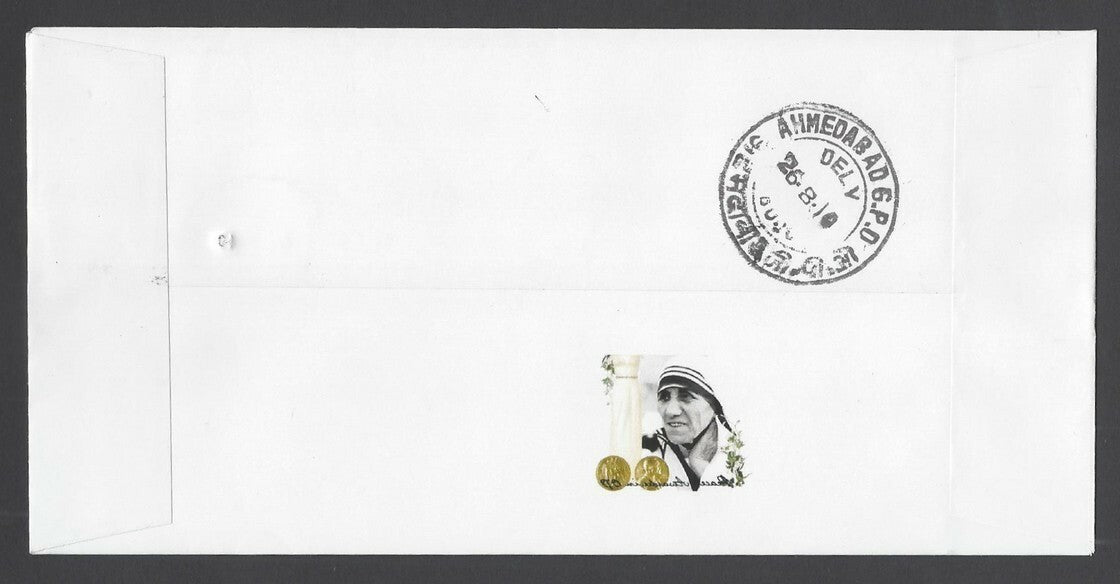 India 1997 Mother Teresa labels / cinderellas on Birth Centenary covers (4)