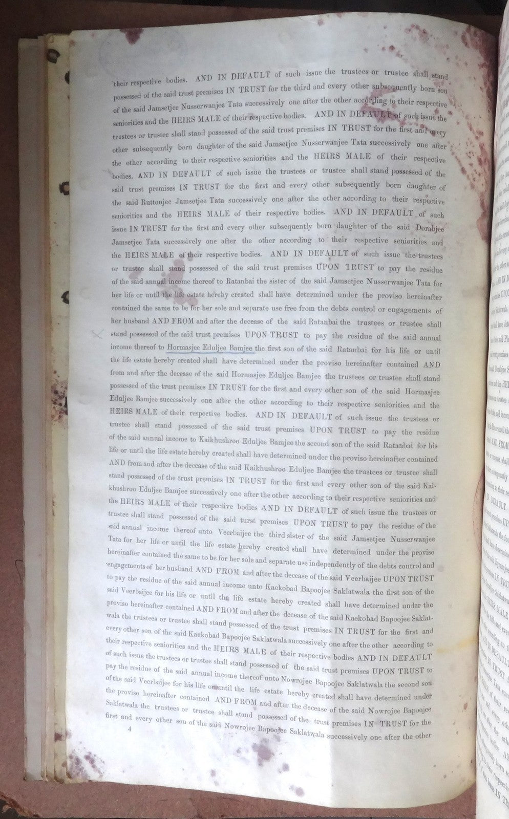 India 1887 Indenture signed Jamshetji, Dorabji, Ratanji & Sir Ratan TATA