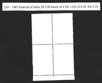 India 1985 Festival of India block of 4 MNH. SG 1162