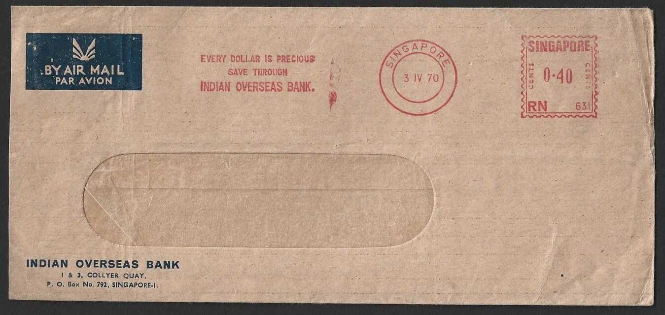 Singapore INDIAN OVERSEAS BANK advertisement meter cover