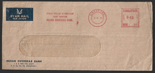 Singapore INDIAN OVERSEAS BANK advertisement meter cover