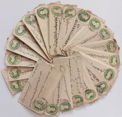 AOP India KGV 1/2a green envelopes x 100 selected for condition WHOLESALE