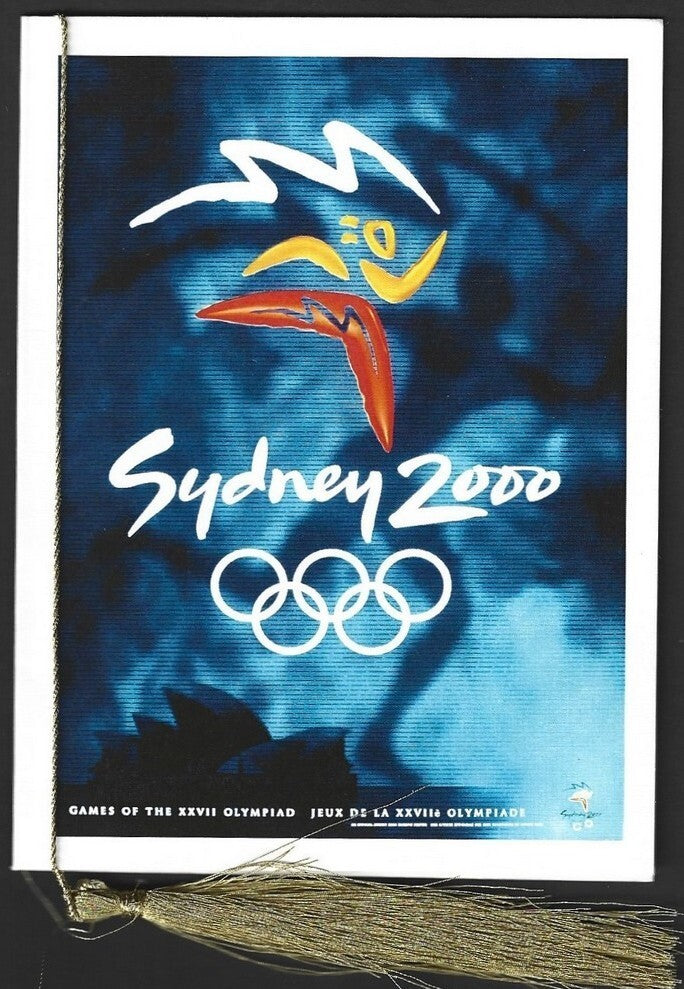 India 2024 Paris Olympics souvenir with 2000 Sydney, Australia Olympics cachet