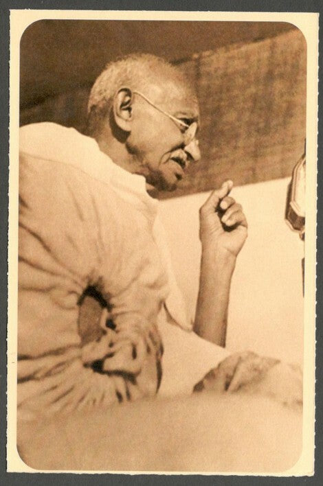 AOP India full back pictorial 50p Gandhi postal card GANDHI 