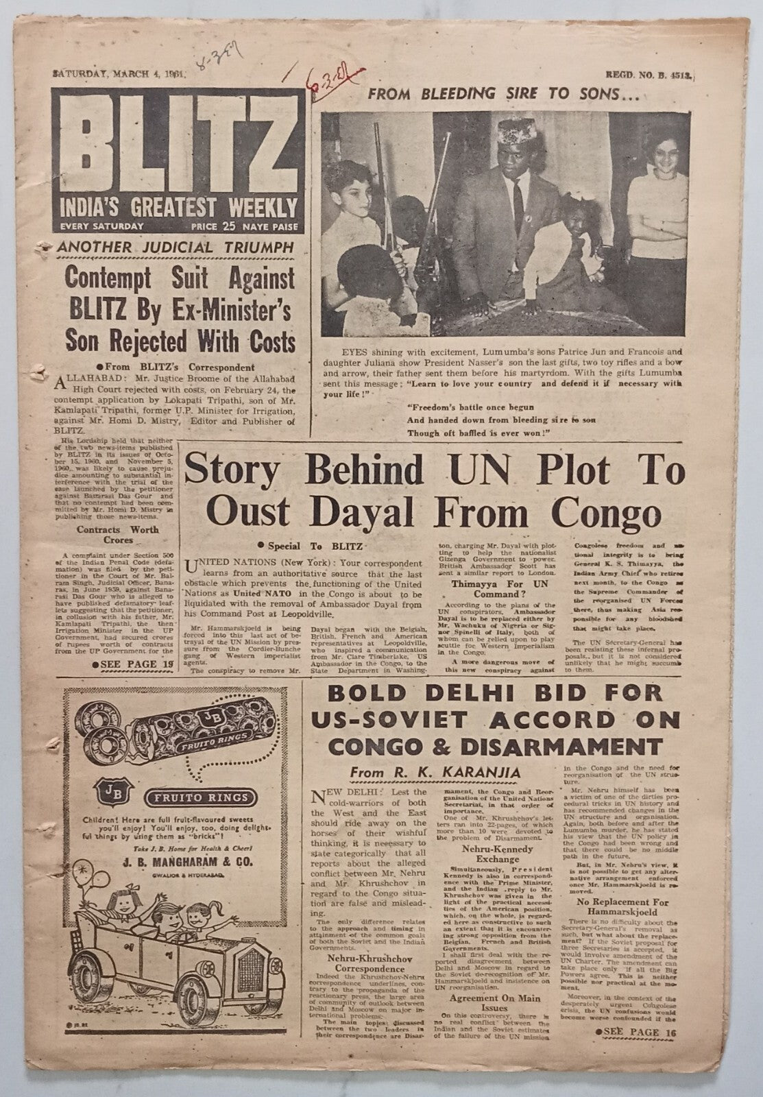 AOP India BLITZ 4 Mar 1961 FIGHT THE CANCER OF COMMUNALISM! (R )