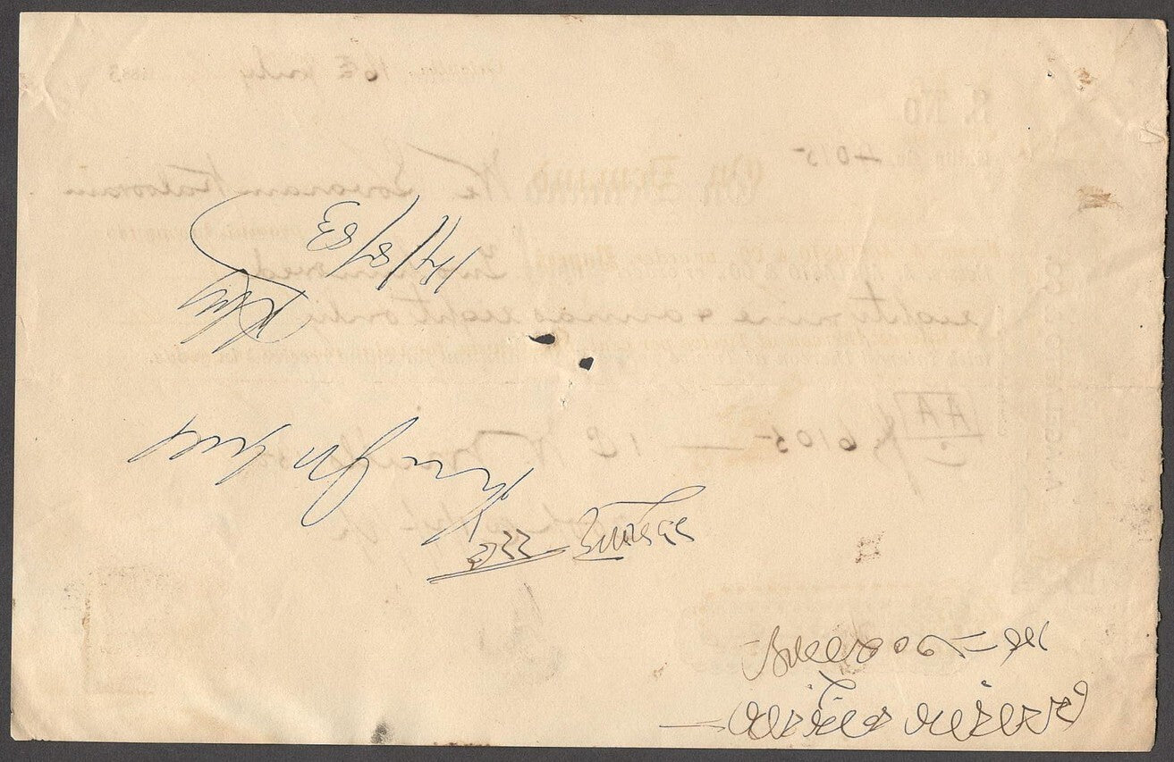 India 1882-84 Demand Notes with Queen Victoria 1a lilac revenue stamps (5)