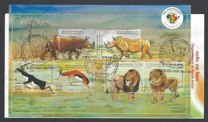 India Africa Forum Summit 2017 Wild Animals miniature sheet MS FD brochure
