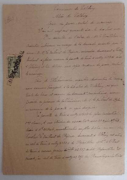 AOP French India 3fa revenue stamp on 1946 4 page KARIKAL document