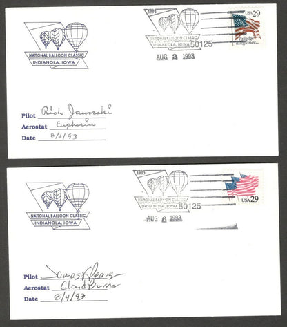 National Balloon Classic, Indianola 1993 covers signed by Pilots (10)