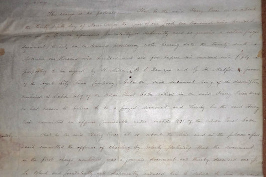 India 1906 parchment animal skin Court doc Charge of forging a promisory note Ӝ