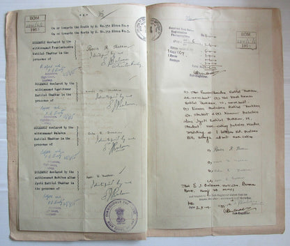 India 1955 Declaration document with Special Adhesive Large Capital 3R, etc