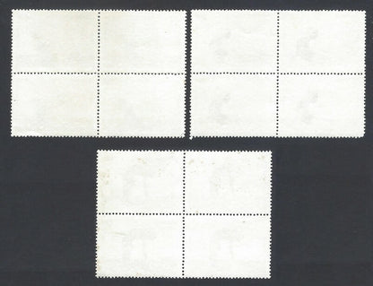 AOP India # 1320//1322 1991 Yogasana blocks of 4 MNH