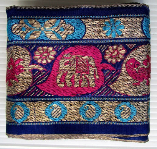 India embroidered border / trim with zari (metallic) threads Elephants 11cm x 50