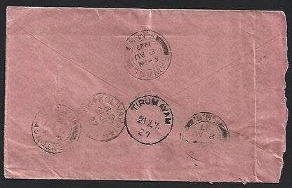 Malaya 1927 unpaid cover from India to RAWANG with postage due mark