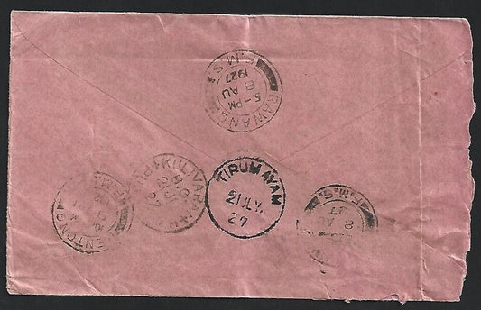 Malaya 1927 unpaid cover from India to RAWANG with postage due mark