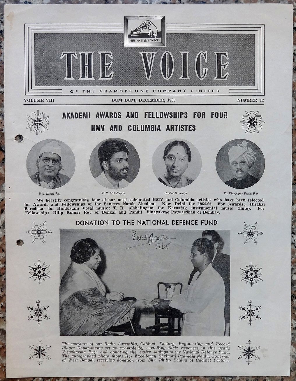 India THE VOICE December 1965 HMV Magazine - Lata Mangeshkar & Asha Bhosle
