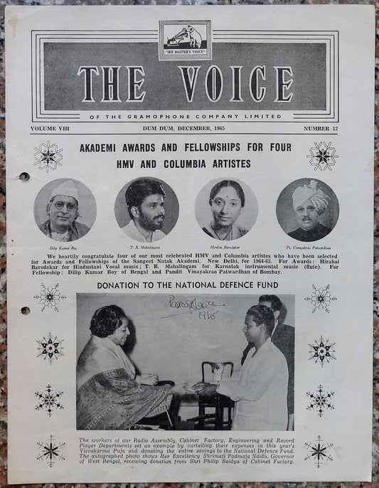 India THE VOICE December 1965 HMV Magazine - Lata Mangeshkar & Asha Bhosle
