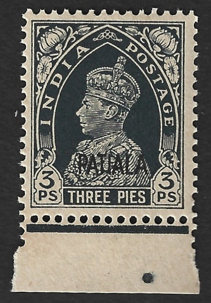 India Patiala State KGVI 1941-46 3p slate MNH block of 4 SG 98 £21