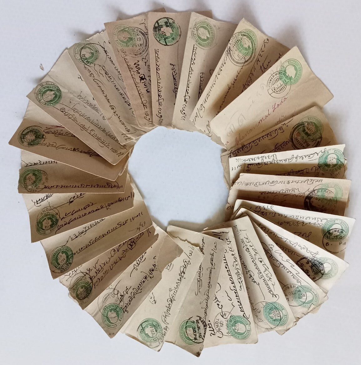 India KEdVII 1/2a green envelopes x 100 selected for condition WHOLESALE
